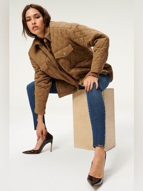 Good American Quilted Fleece Puffer Shacket